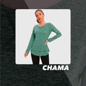 EUC Chama Heather Green Long Sleeve Tee